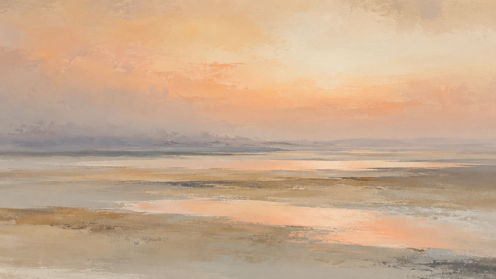 杏色潮汐，日光地中海风格的空间挂画作品