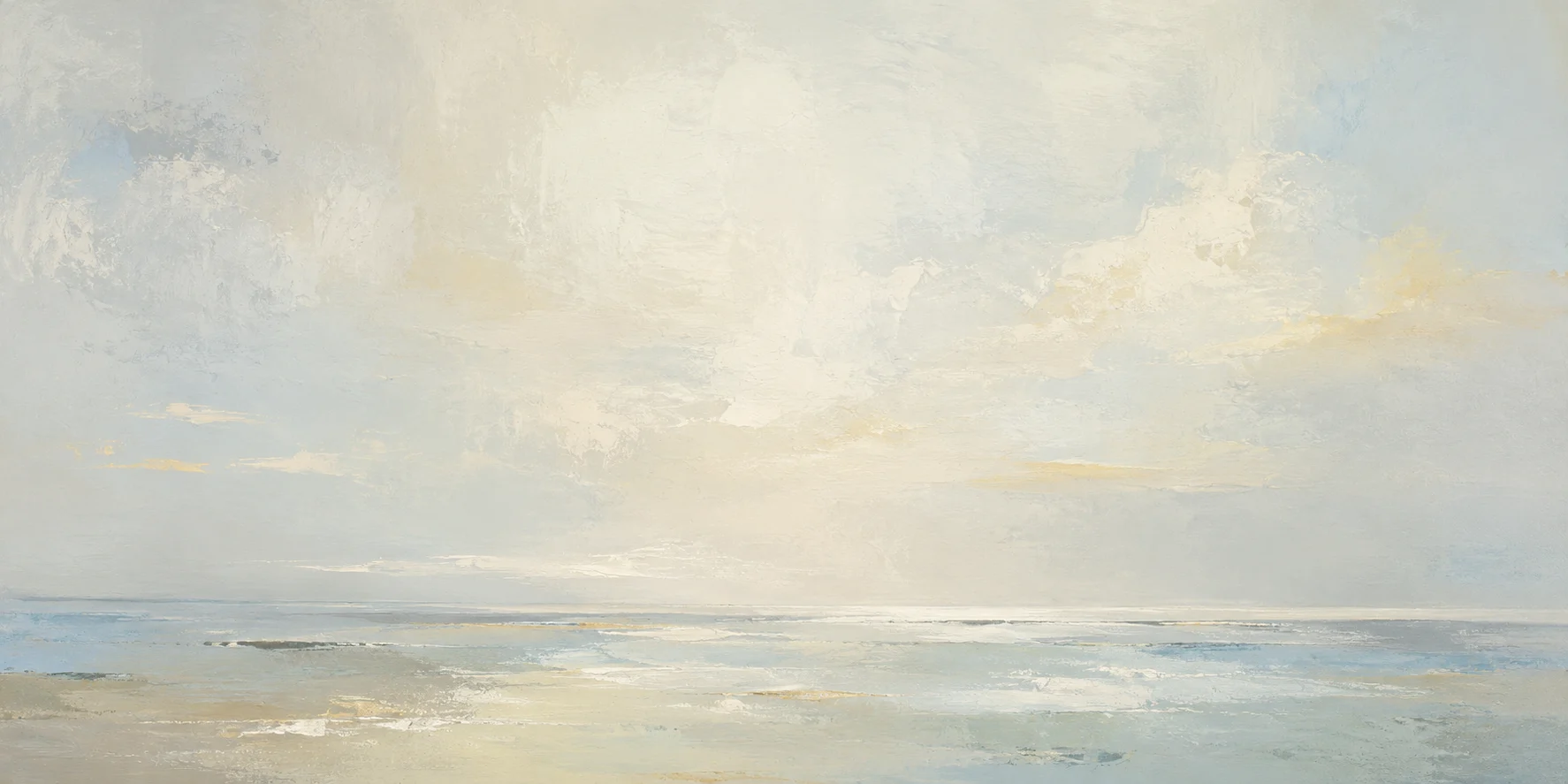 晨海薄纱,肌理地平线风格的空间挂画作品