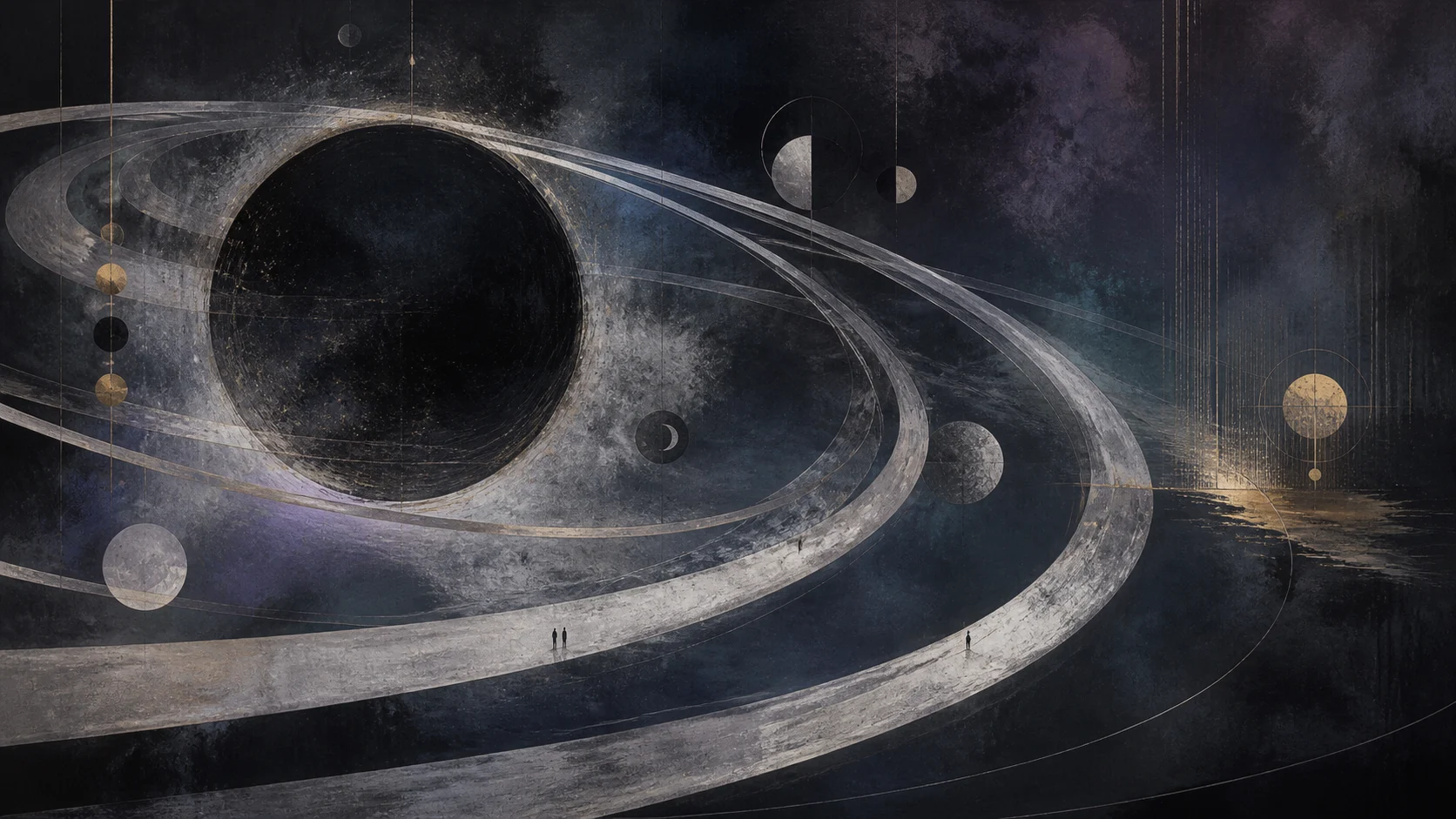 轨道星场,深境光影风格的空间挂画作品