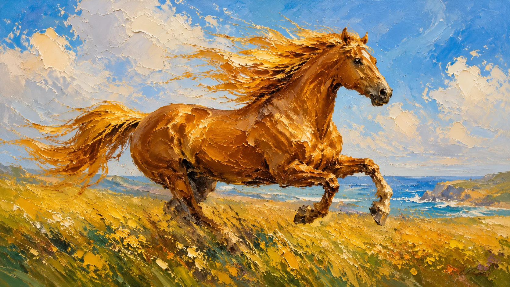 亮风之马,日光地中海风格的空间挂画作品