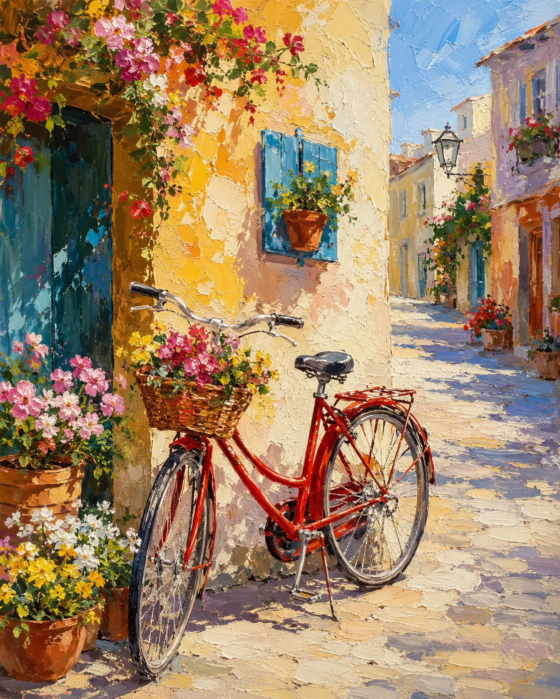 花巷单车,日光地中海风格的空间挂画作品